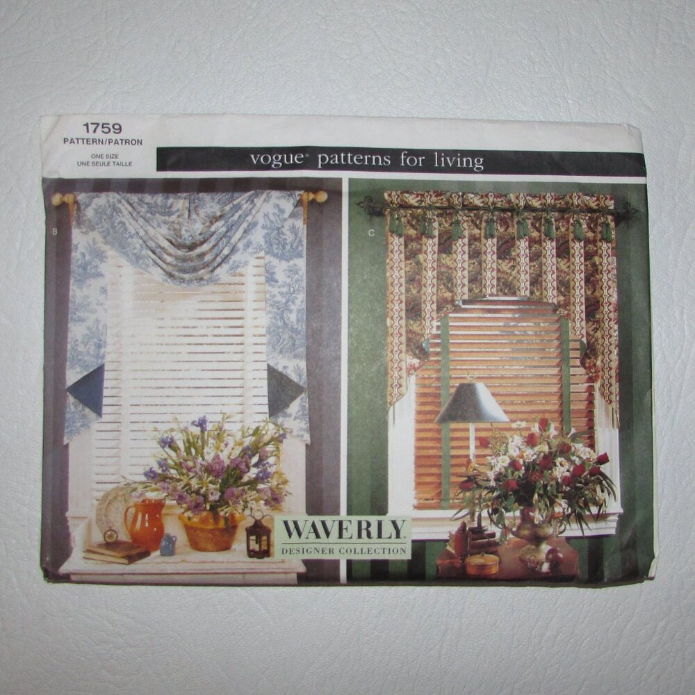 Waverly Designer Collection Window Treatments Sewing Pattern - 1759 - NEW